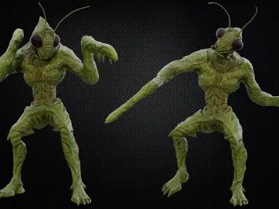 Mantis Human - Bio-Weapon Creature Low-poly 3D model