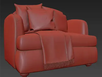 armchair with pillows Free 3D model