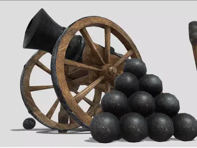 Old Iron Cannon Low-poly 3D model