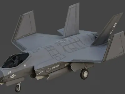 F35C fighter Low-poly 3D model