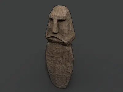 Slavic Wooden Medieval Settlement Totem Statue Low-poly 3D model