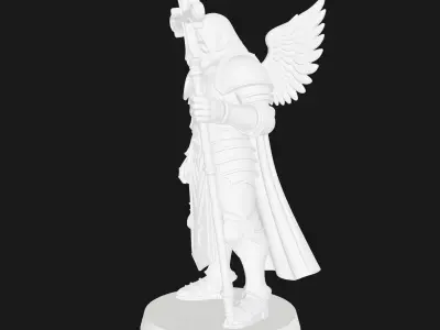 Skull-Faced Warrior Figurine With Crozius Staff 3D Print Model 3D print model