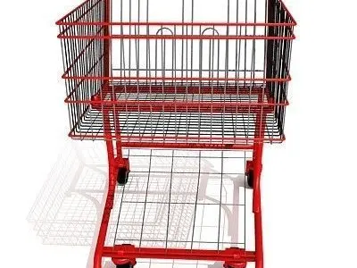 Red Shopping Cart 3D model