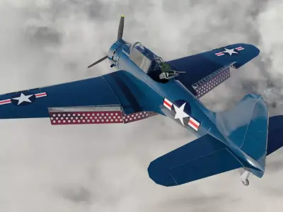 Douglas SBD Dauntless - WW2 Plane Low-poly 3D model