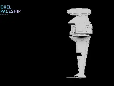 3D VOXEL SPACESHIP Collection 4 3D model
