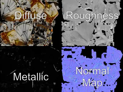 Butterfly Wings Spread Model Pack Low-poly 3D model