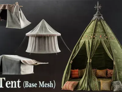 10 TENT - Base Mesh Low-poly 3D model