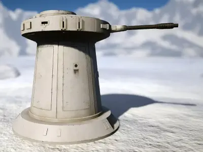 TurretGun Low-poly 3D model