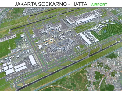 Jakarta Soekarno - Hatta Airport 10km Low-poly 3D model