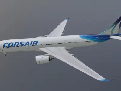 Corsair airbus a330-900neo model with cockpit Low-poly 3D model