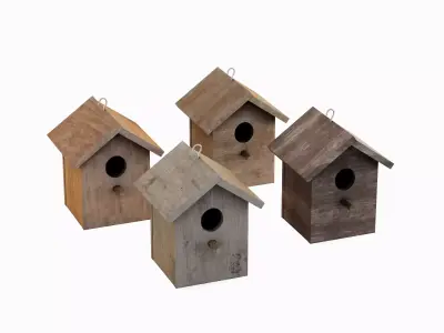 Birdhouse Set Low-poly 3D model