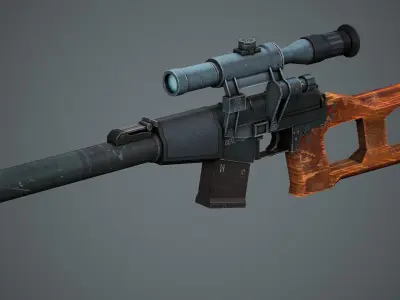 VSS Vintorez Sniper Rifle - Low Poly Game Ready Low-poly 3D model