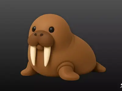 Cartoon Plush Walru Low-poly 3D model