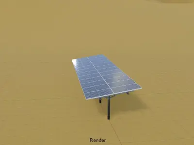 Agricultural photovoltaic solar plant with animation 16m Low-poly 3D model