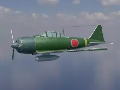 WW2 aircraft Japanese Mitsubishi A6M Zero Zero Fighter Low-poly 3D model
