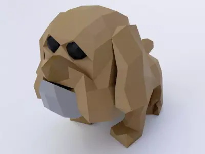 Bulldog puppy toon 3d model  Low-poly 3D model