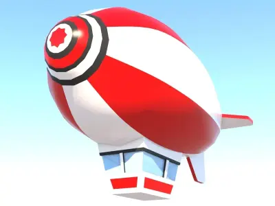 Low-poly zeppelin airship flying in sky Low-poly 3D model