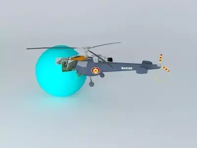 The Helicopter Crash Into The Sphere Free 3D model