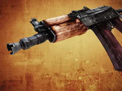 AKS-74U Assault Rifle Low-poly 3D model