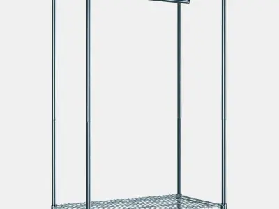 OMAR Bookcase with clothes rack Low-poly 3D model