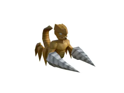 Scorpion golden man holding sword Low-poly 3D model