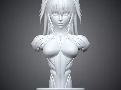 Cybernetic Twin-Tail Girl Bust PM-277 3D print model