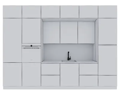 Kitchen Modern - Wood and Black mdf 3D model