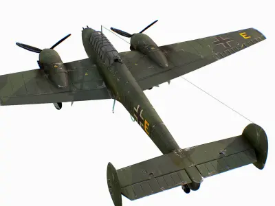 German fighter bomber Messerschmitt Bf 110 C4 Low-poly 3D model