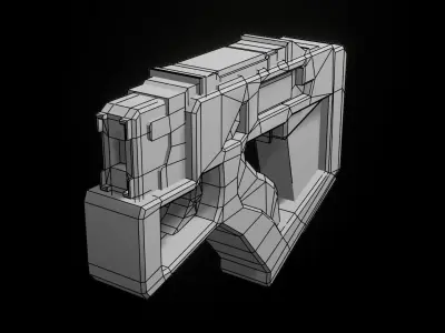 Sci-fi Metalic Pistol Gun Low-poly 3D model