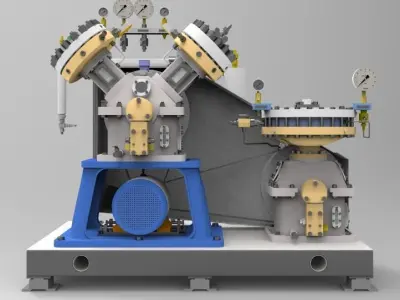 Large ship diaphragm compressor 3D model