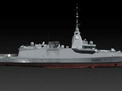 FDI frigate FS Amiral Ronarch Low-poly 3D model