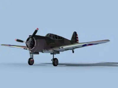 Curtiss P-36C Hawk V07 USAAF 3D model