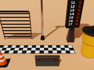 Cartoon Racetrack Accessories Free low-poly 3D model