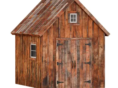 Wooden forest house construction barn gatehouse 3D model