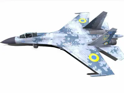 Sukhoi Su-27P Ukrainian Fighter Jet Low-poly PBR Low-poly 3D model