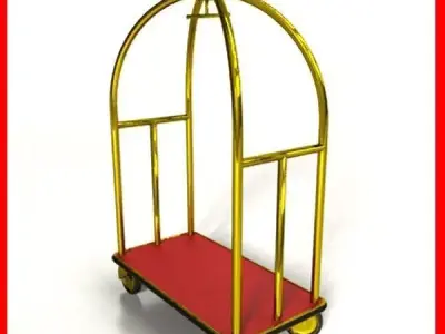Hotel Luggage Cart High Detail 3D model