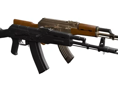 Gun Pack AK-47 Collection PBR Textures  Game-Ready Low-poly 3D model