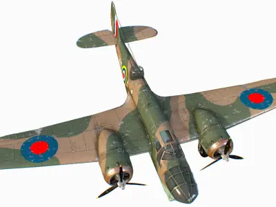 British Light Bomber Bristol Blenheim Mk IV Low-poly 3D model