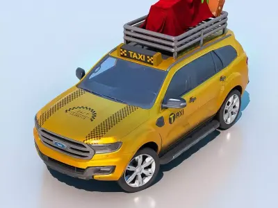 High-Poly 3D Taxi Model - Detailed for Professionals 3D model