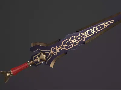 Fantasy Sword Medieval Stylized PBR Low-poly 3D model