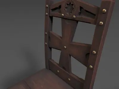 Old woodchair Free low-poly 3D model