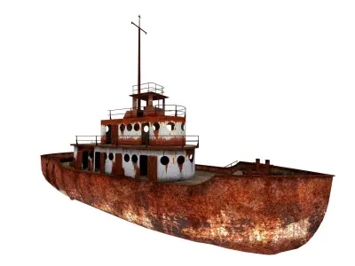 Old Abandoned Rusted Ship Low-poly 3D model
