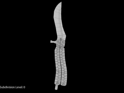 Balisong Butterfly Knife Green Low-poly 3D model