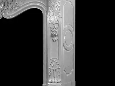 Beautiful antique Louis XV style fireplace with flowers decor in 3D model