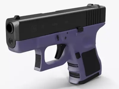 Glock 26 Purple Low-poly 3D model