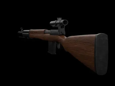 SVT- 40 Sniper Rifle Low-poly 3D model