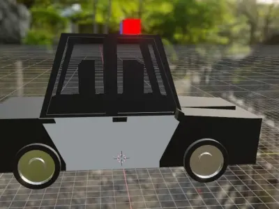 police car cartoon low poly 3d model for game Low-poly 3D model