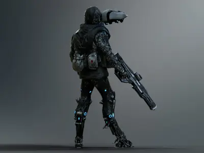 Sci Fi Cyber Soldier Low-poly 3D model