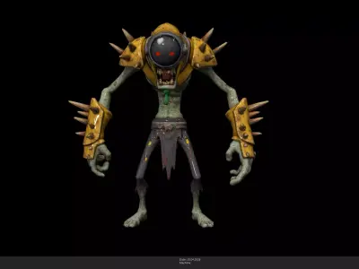 Stylized Armored Cyborg Zombie Game Ready - AI Low-poly 3D model