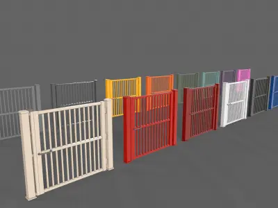 PBR Metal Gate A6 Low-poly 3D model